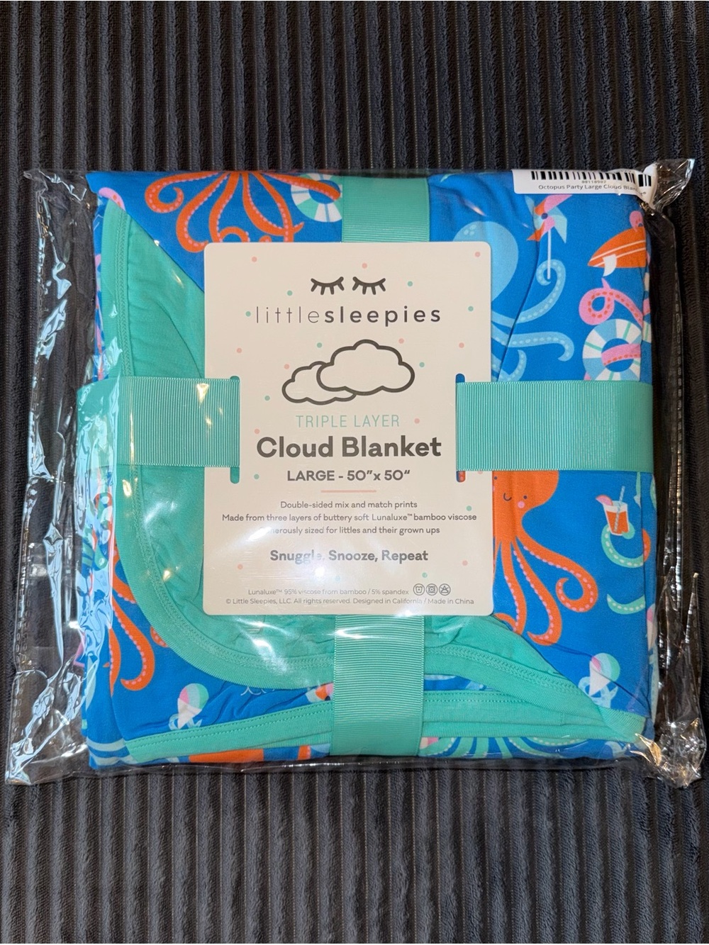 Little Sleepies Octopus Party Bamboo Cloud Triple-Layer Blanket, 50 x 50